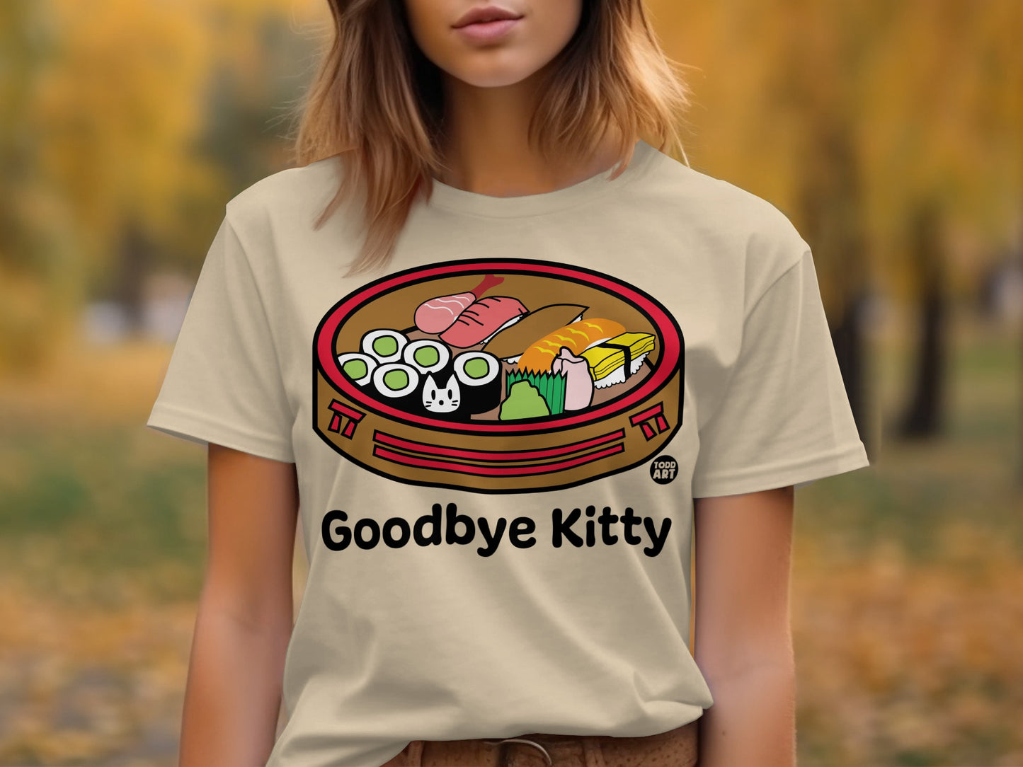 Goodbye Kitty Sushi Parody Graphic T-Shirt