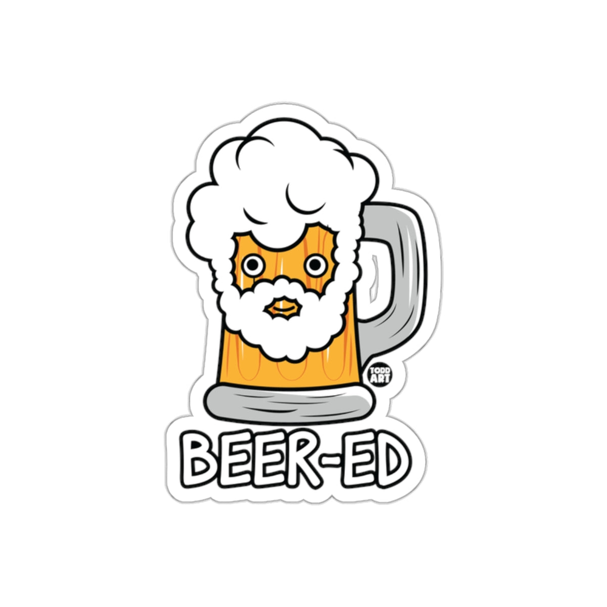 Funny Cartoon Beer Mug with Beard Sticker Product