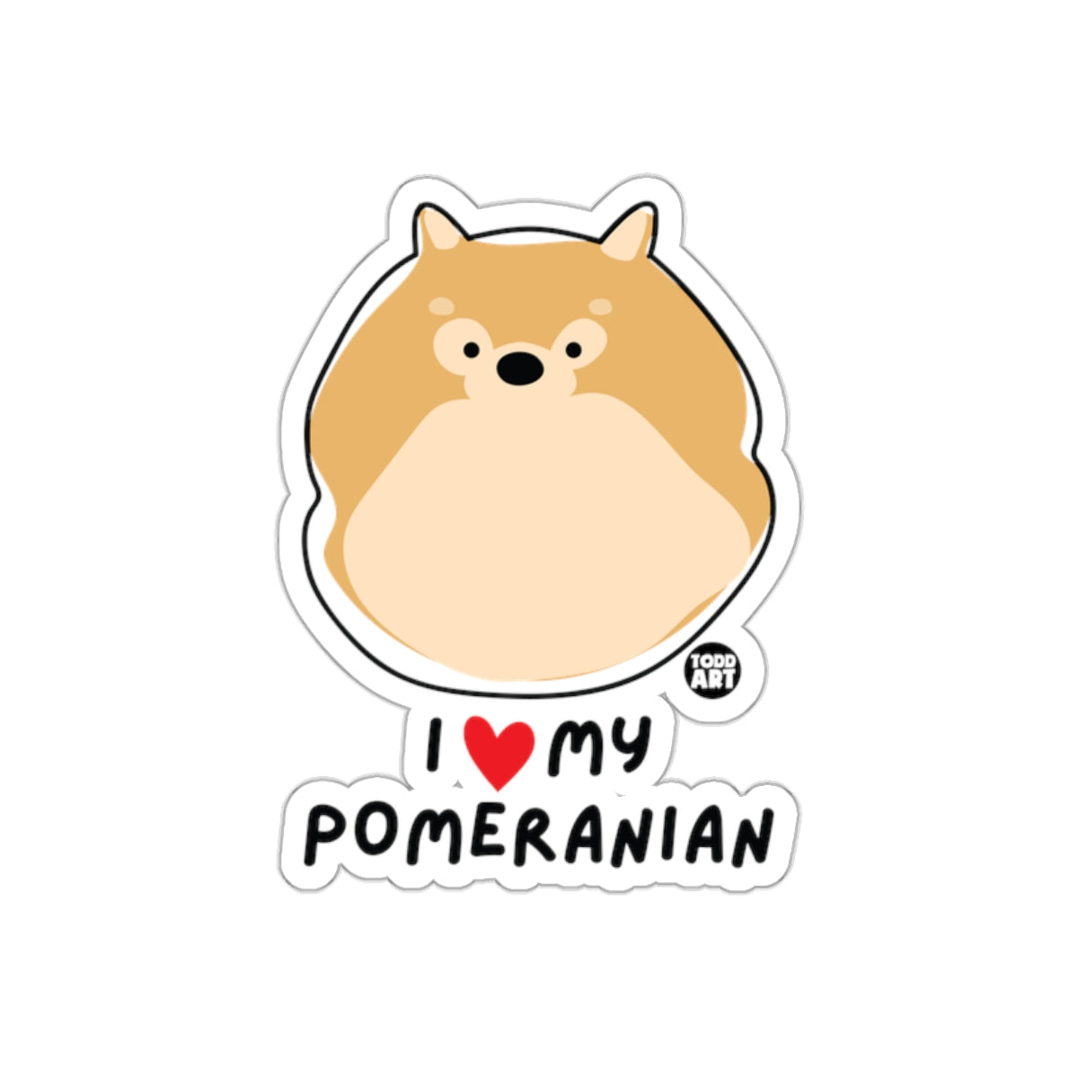 I Love My Pomeranian Cute Dog Design Sticker