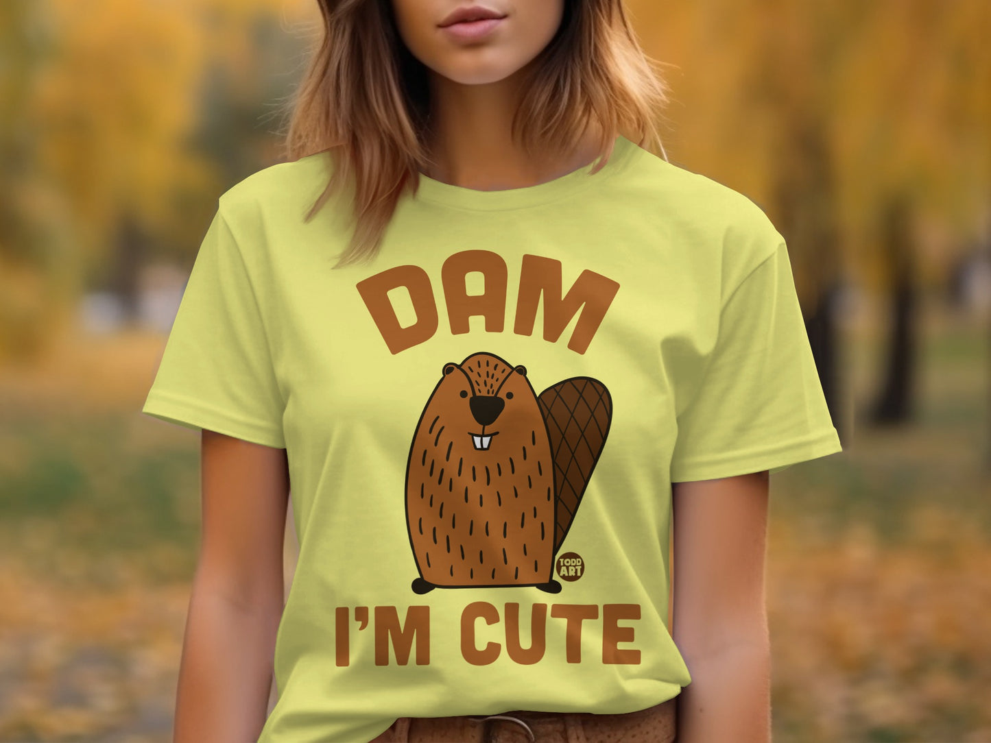 Dam I'm Cute Beaver Graphic Shirt for Fun Casual Wear