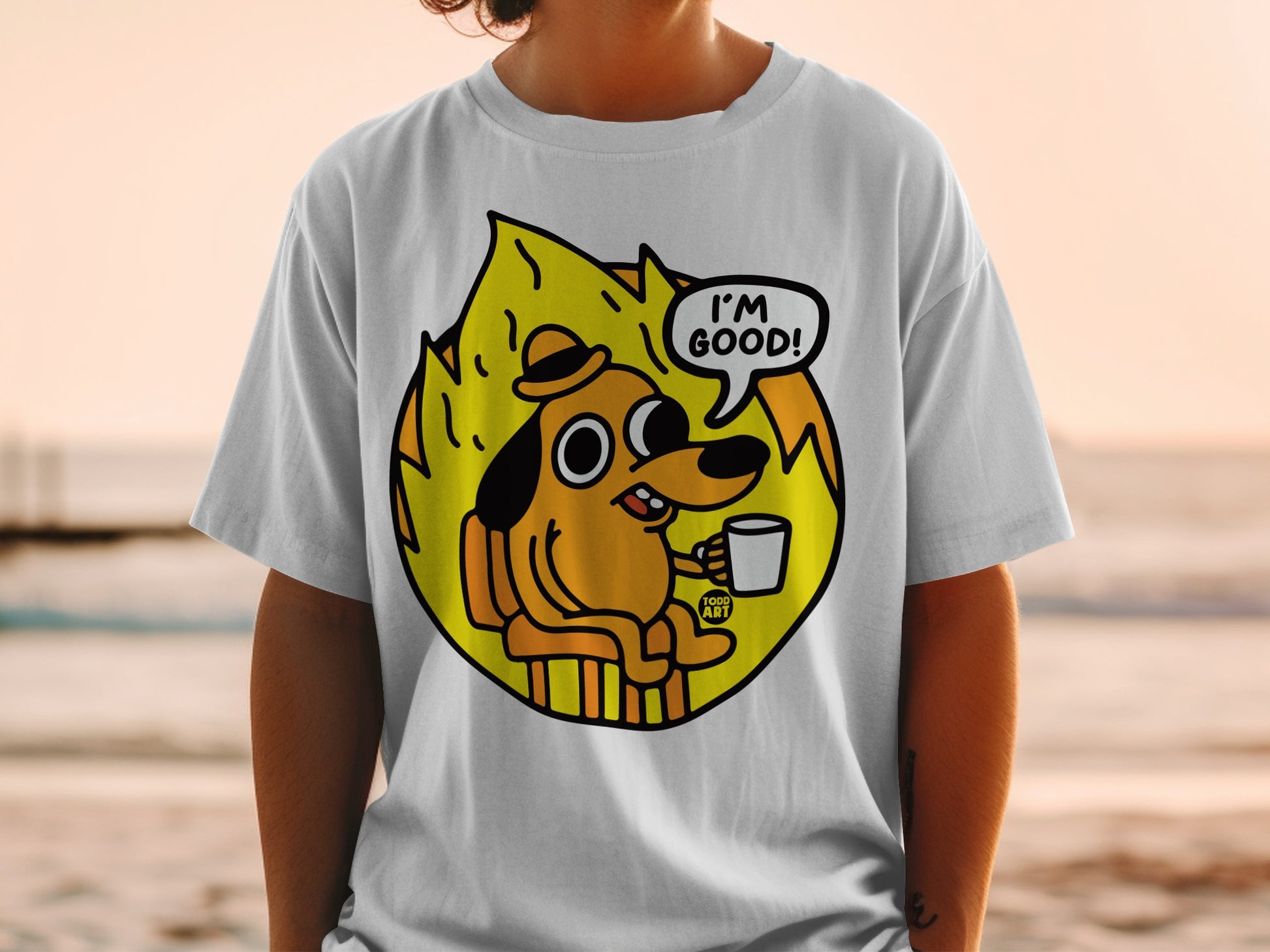 Funny Dog Cartoon I'm Good T-Shirt Graphic Tee Design