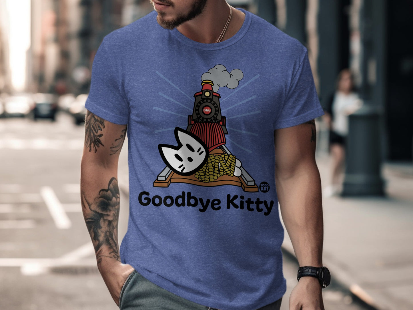 Goodbye Kitty Train Parody Graphic Tee Shirt