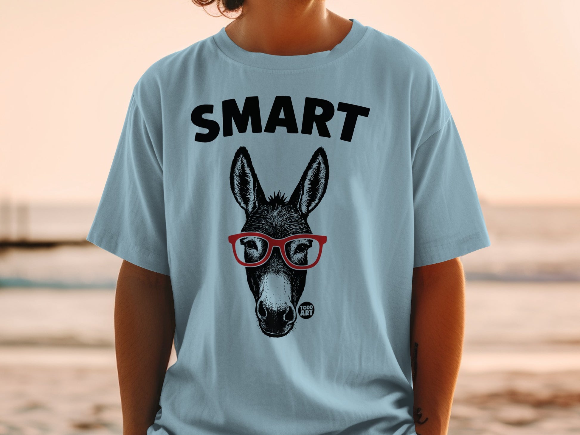 Smart Donkey with Glasses Graphic T-Shirt