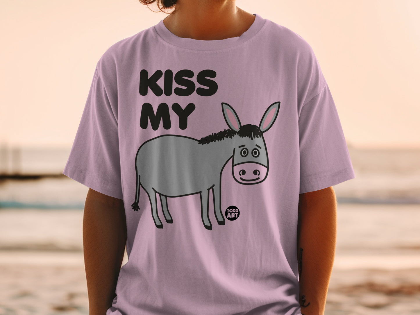 Kiss My Donkey Funny Graphic Todd Art T-Shirt