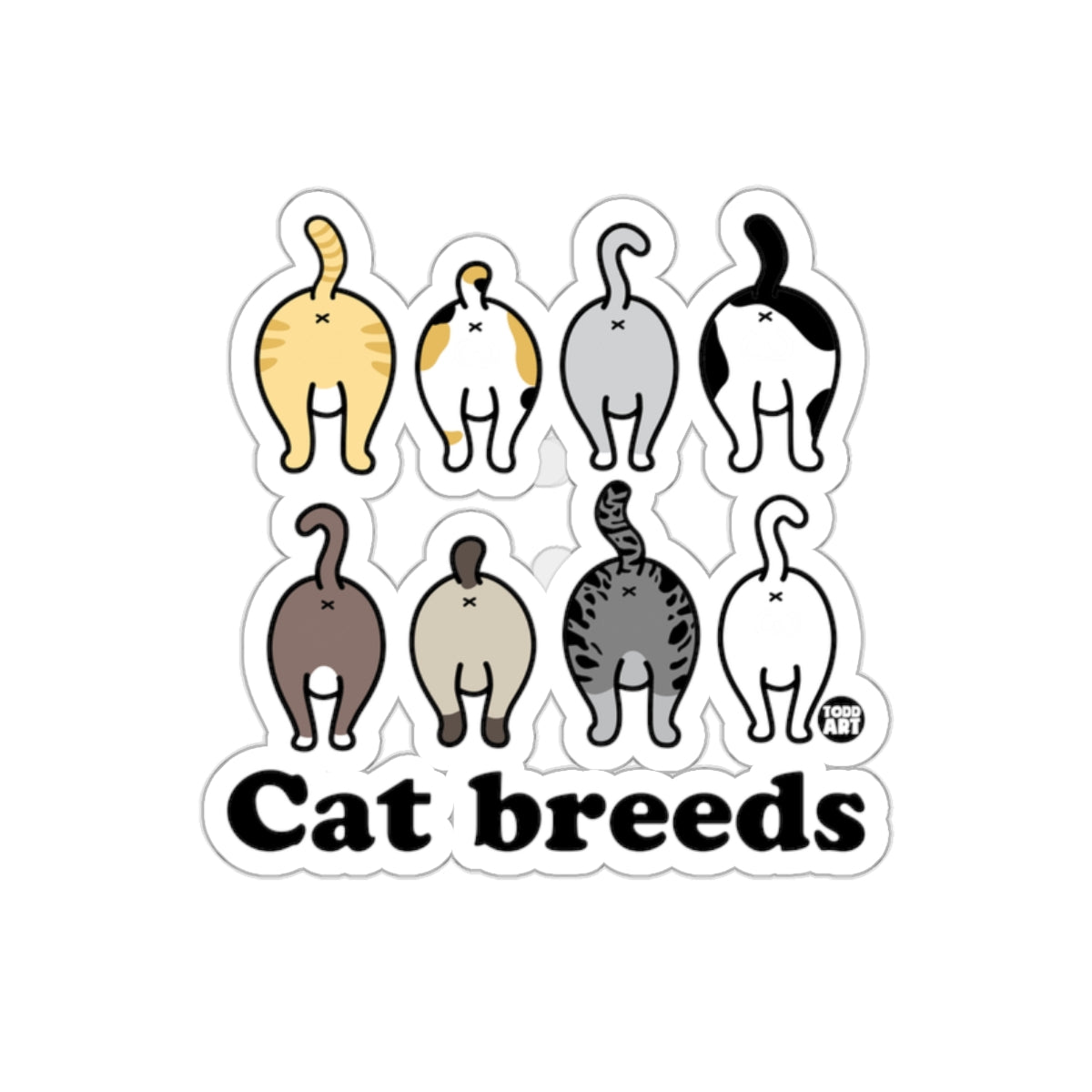 Cat Breeds from Behind Eight Different Cat Breeds sticker