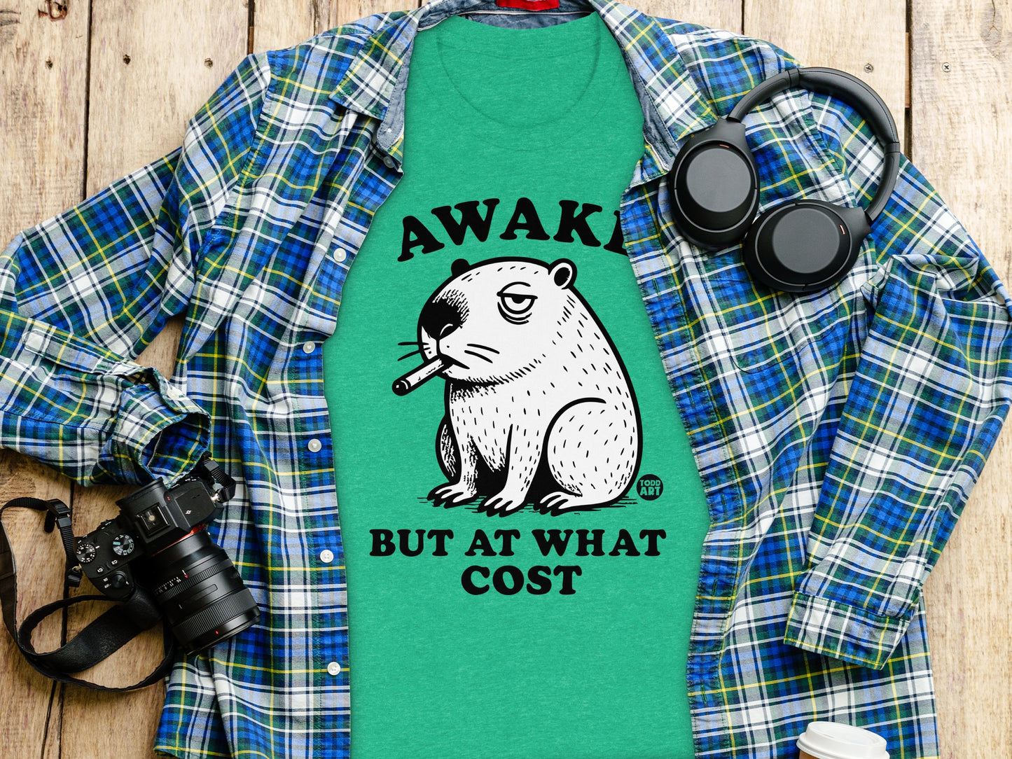 Awake But At What Cost Funny Tired Animal Graphic Shirt