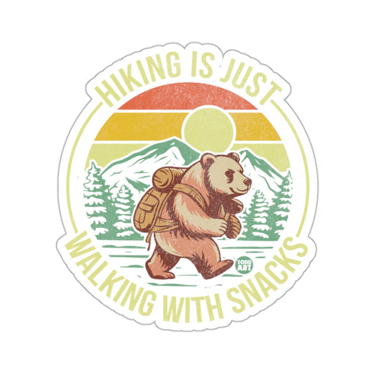 Hiking is Just Walking With Snacks Bear Graphic sticker