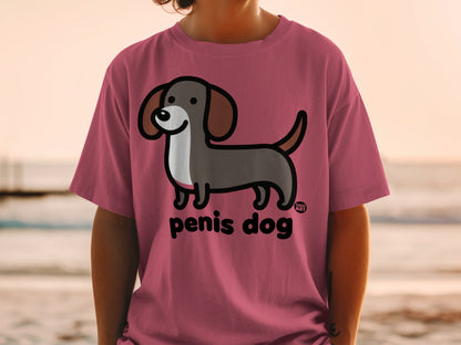 Cute Dachshund Cartoon Graphic Short Sleeved Shirt