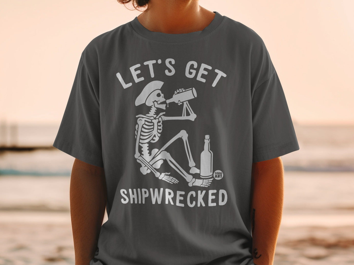 Let's Get Shipwrecked Skeleton Pirate T-shirt