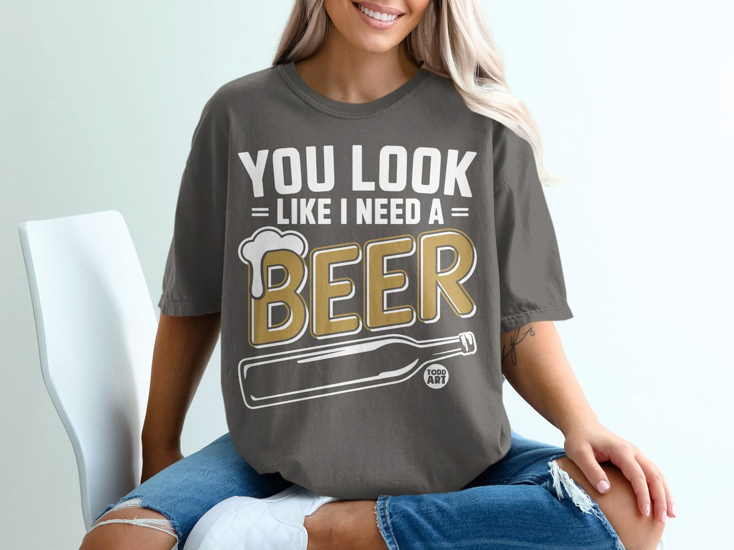 You Look Like I Need A Beer Funny Graphic T-Shirt