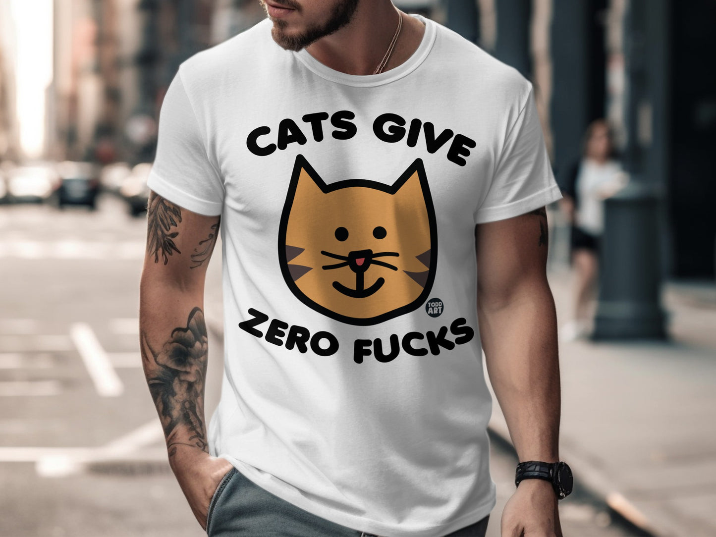 Cats Give Zero Fucks Funny Graphic T-Shirt