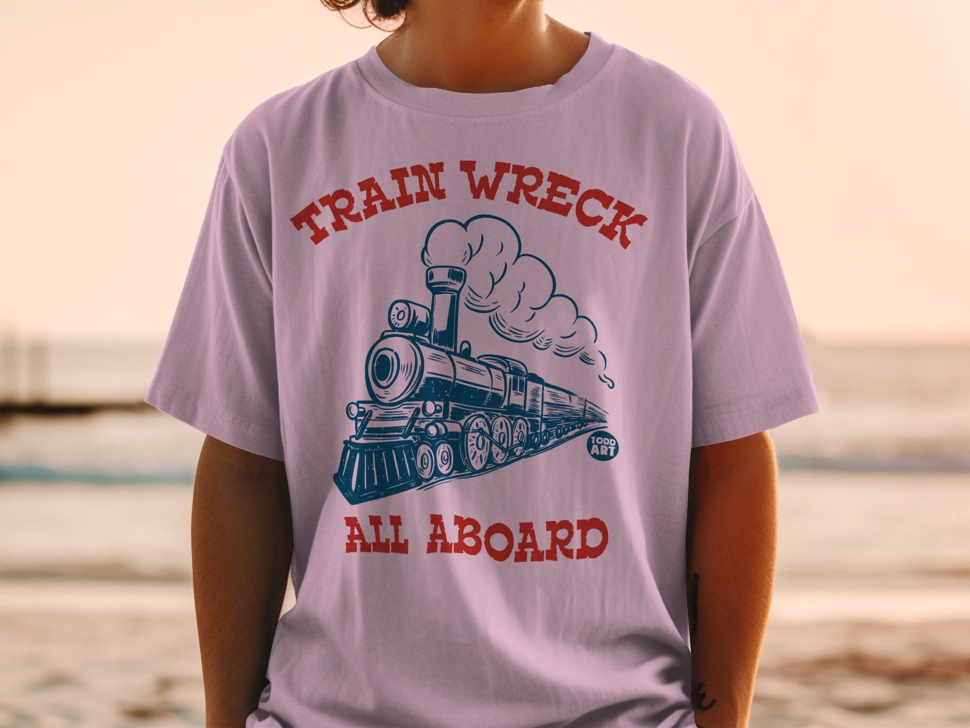 Train Wreck All Aboard Graphic T-Shirt for Train Lovers