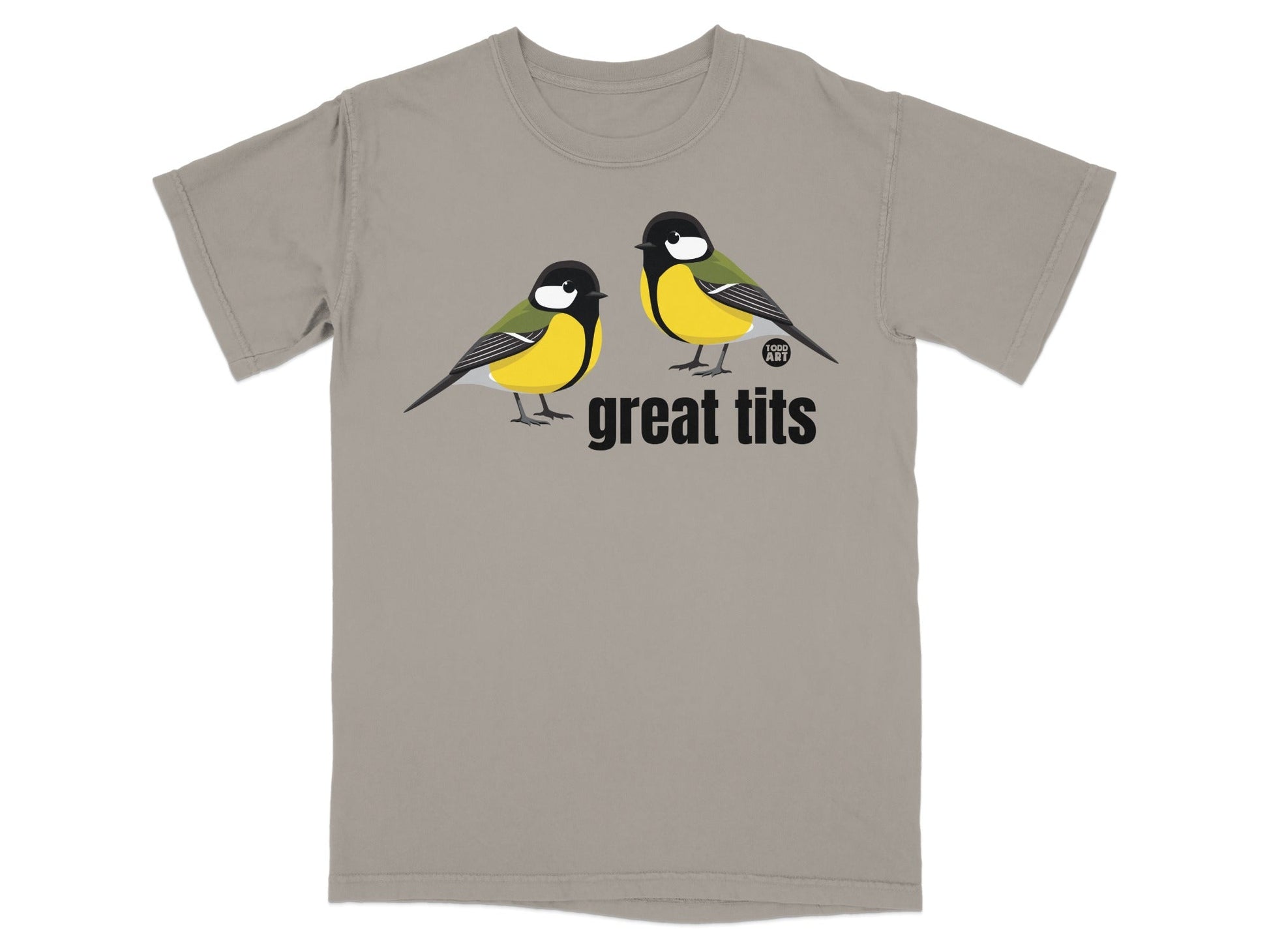 Great Tits Graphic Tee Shirt Bird Illustration