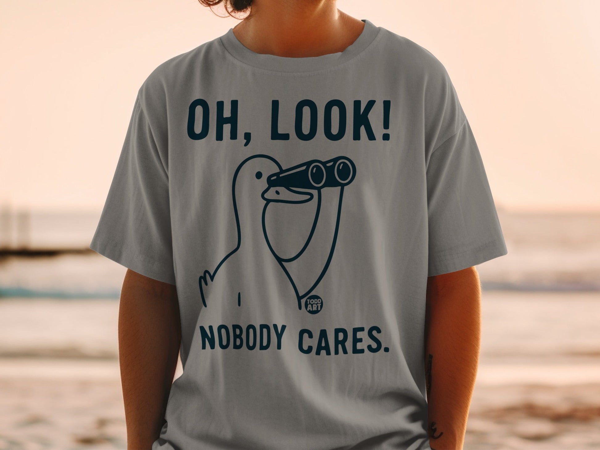 Oh Look Nobody Cares Funny Graphic Tee Shirt