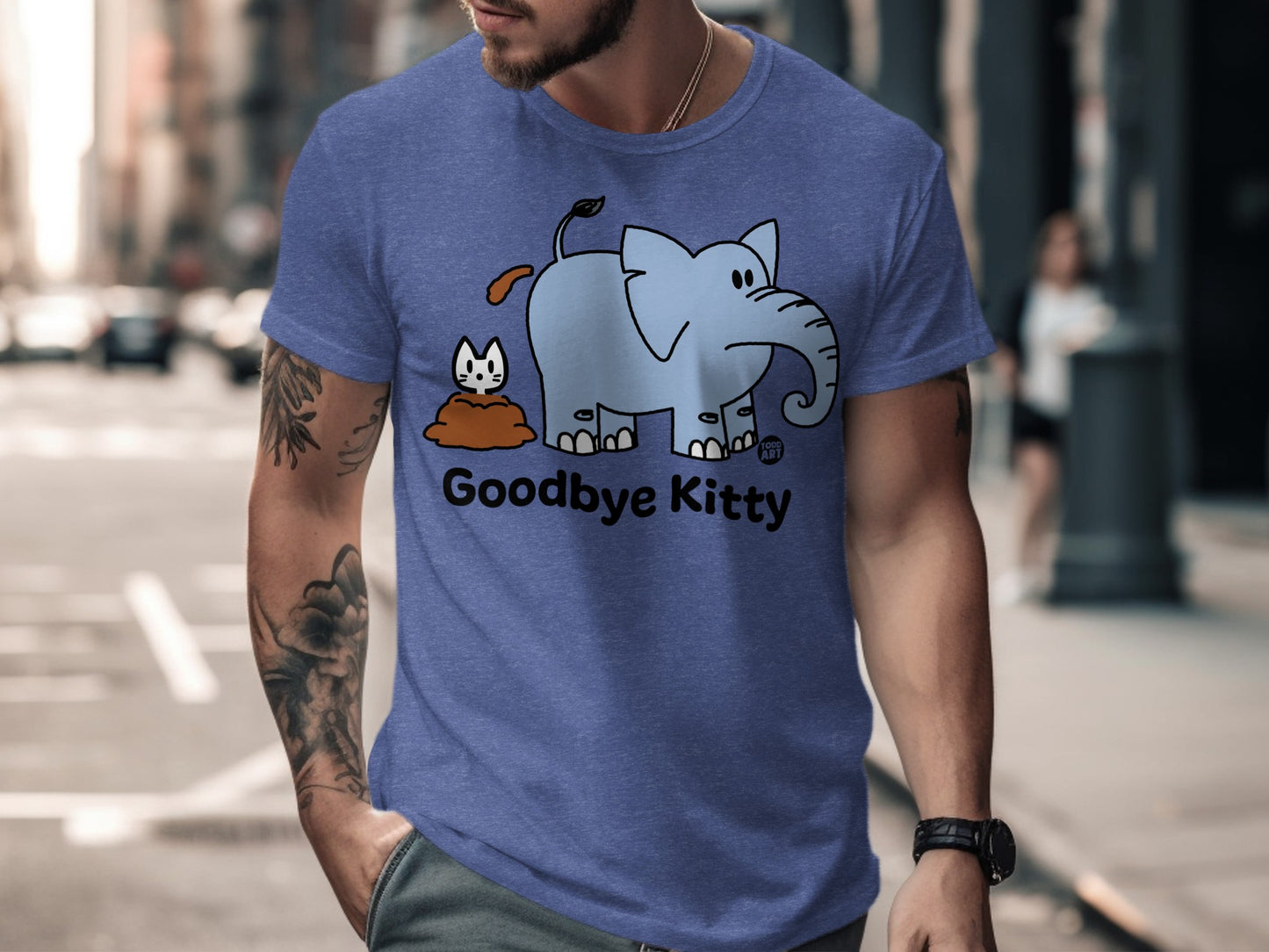 Funny Elephant Goodbye Kitty Graphic Tee