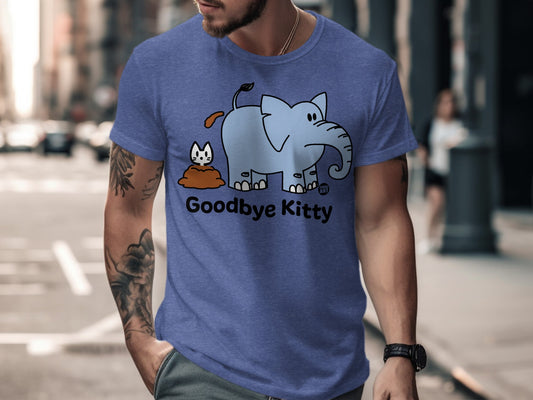 Funny Elephant Goodbye Kitty Graphic Tee