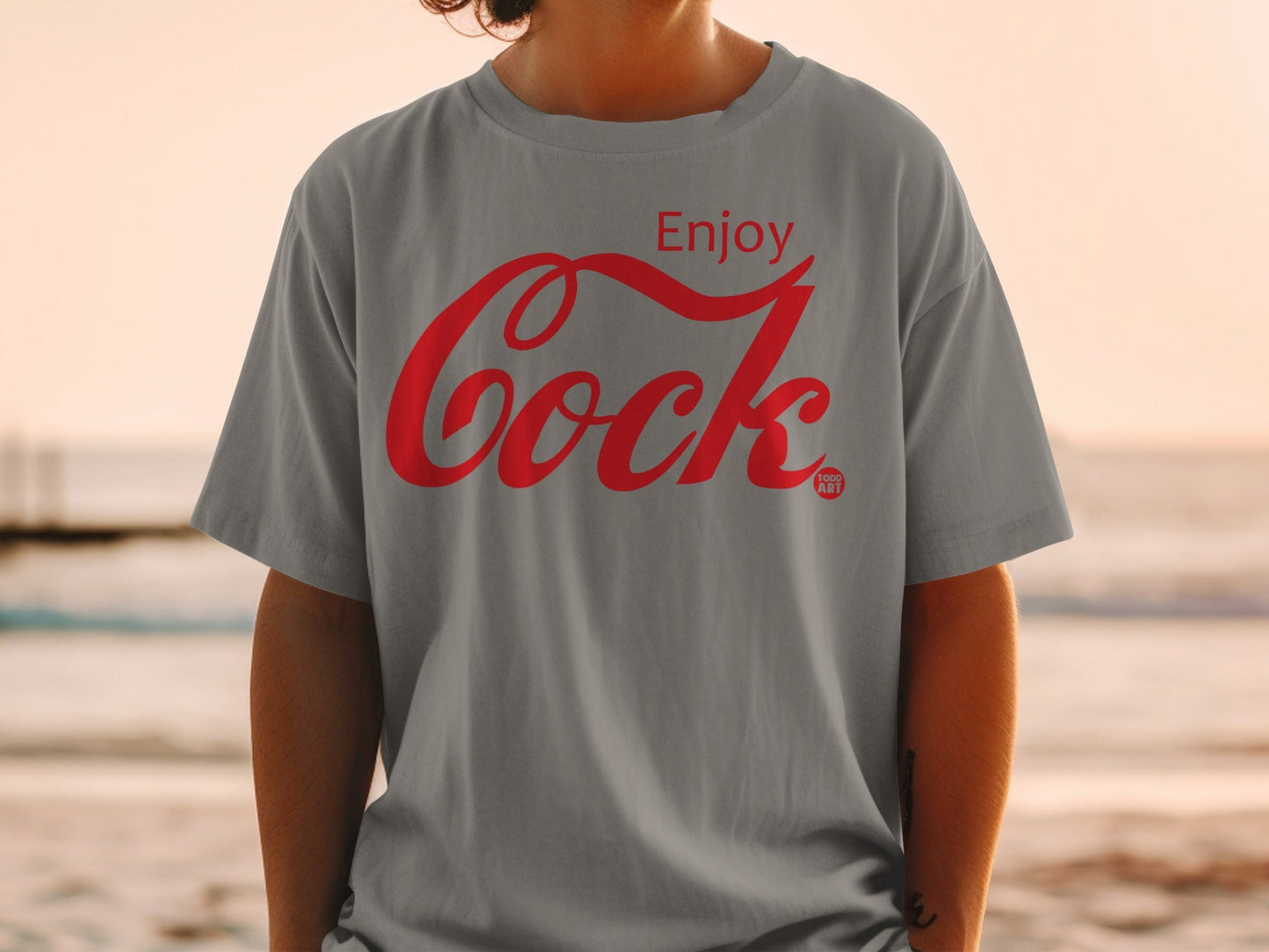 Enjoy Cock Graphic Tee Retro Style Beachwear Shirt
