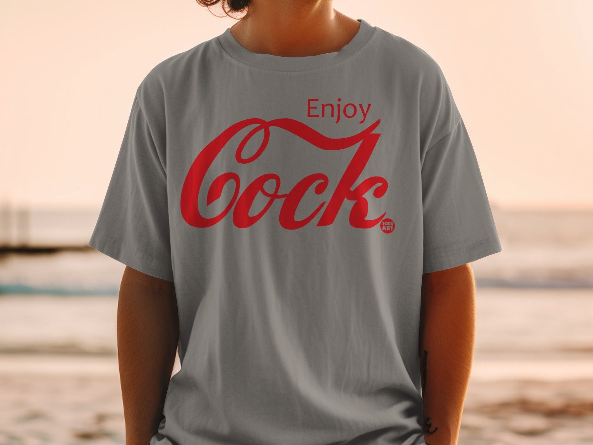 Enjoy Cock Graphic Tee Retro Style Beachwear Shirt