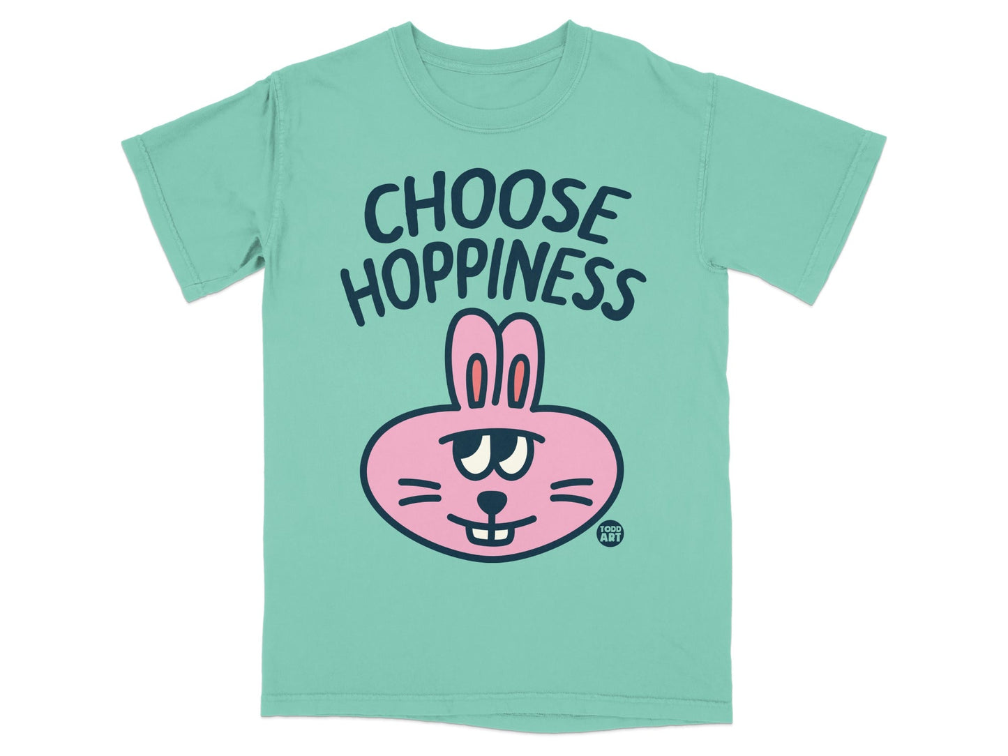 Choose Hoppiness Graphic Bunny Print T-shirt