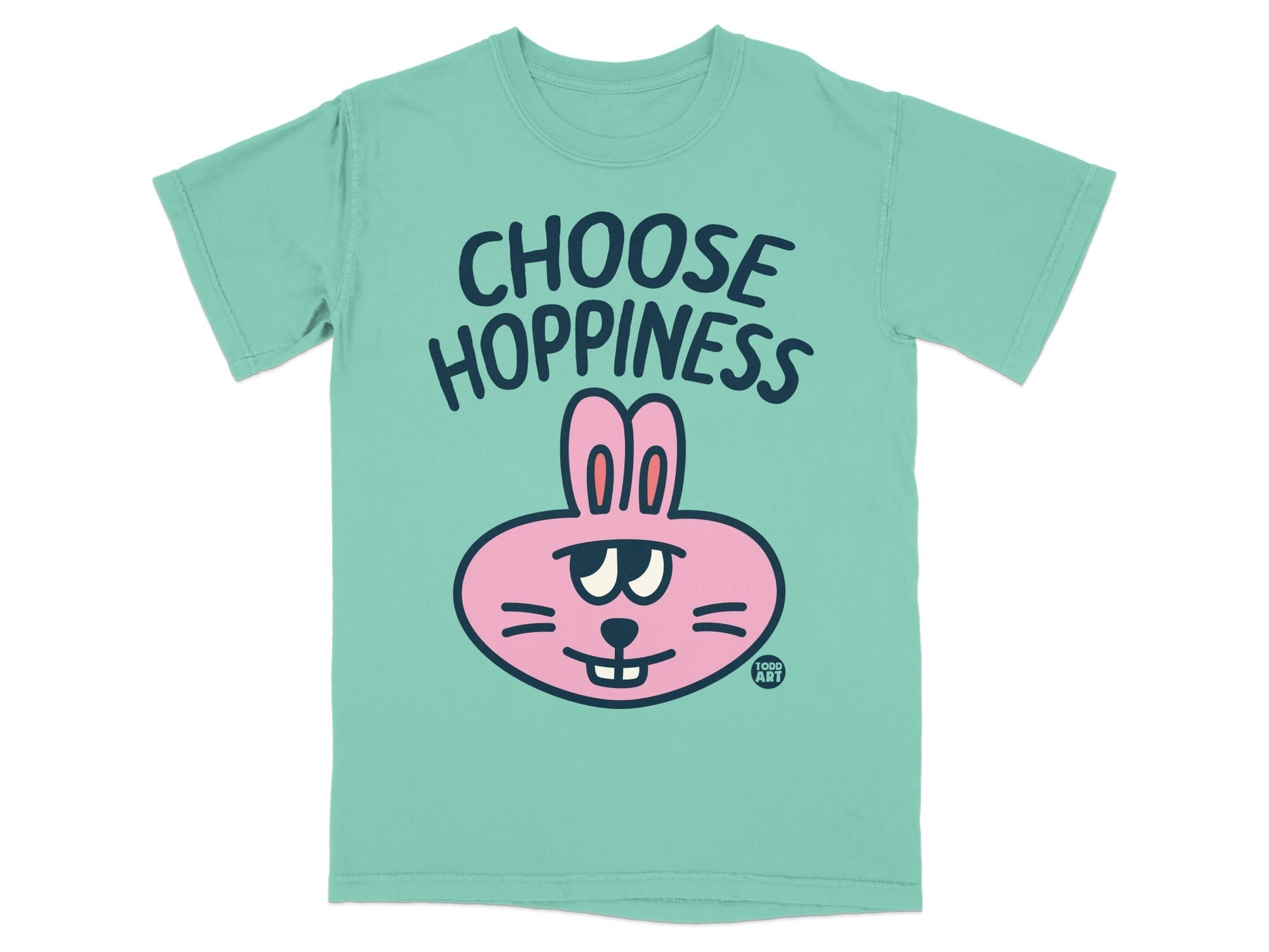 Choose Hoppiness Graphic Bunny Print T-shirt