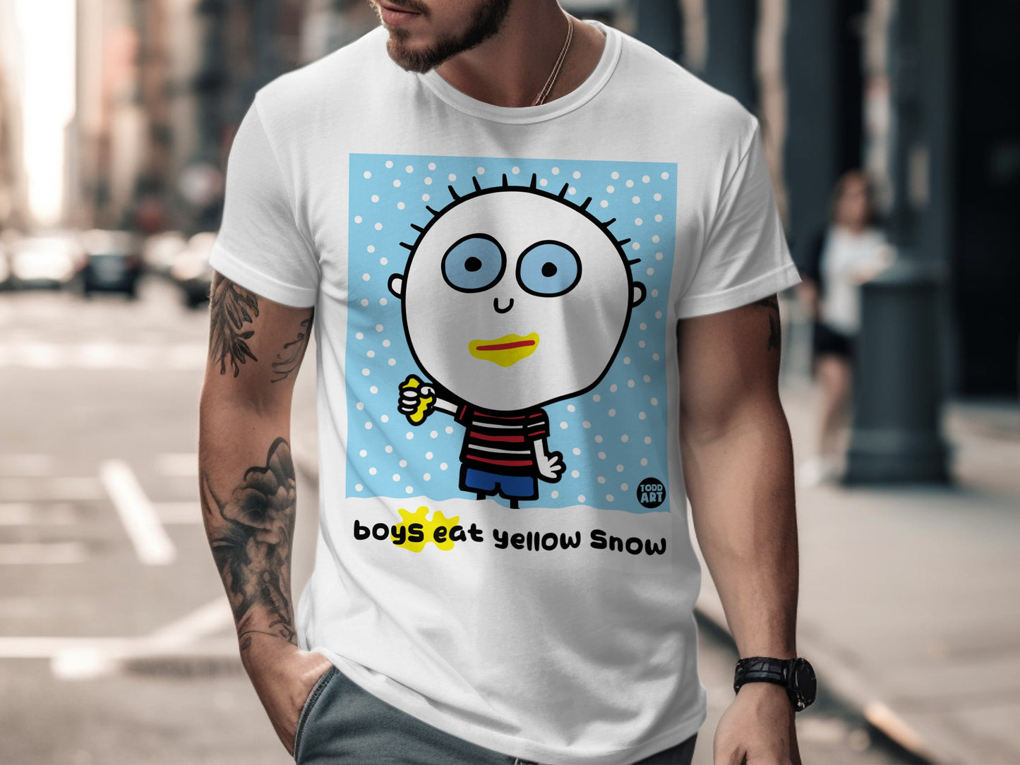 Boys Eat Yellow Snow Cartoon Graphic Shirt