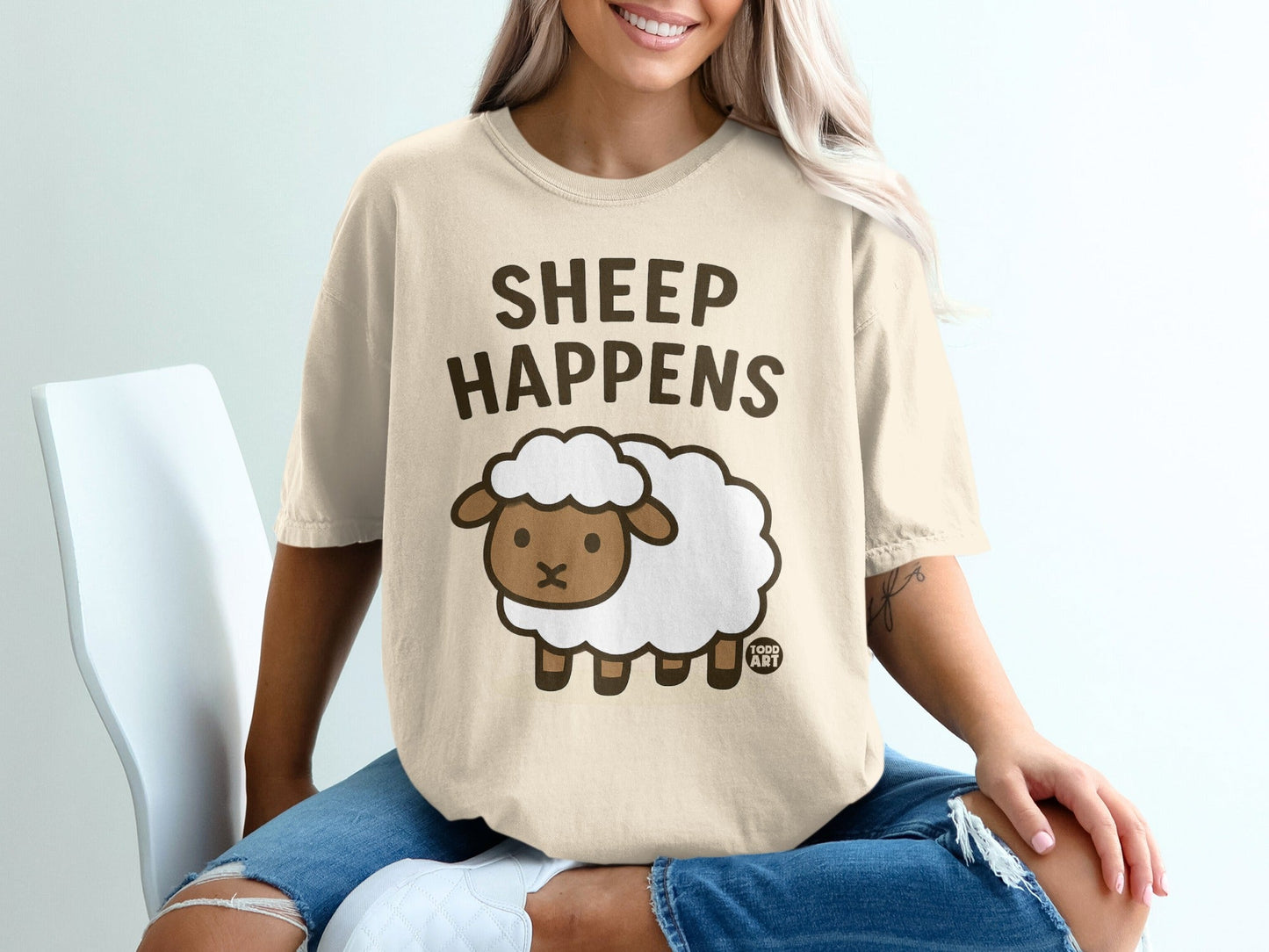 Sheep Happens Graphic Print Oversized T-Shirt