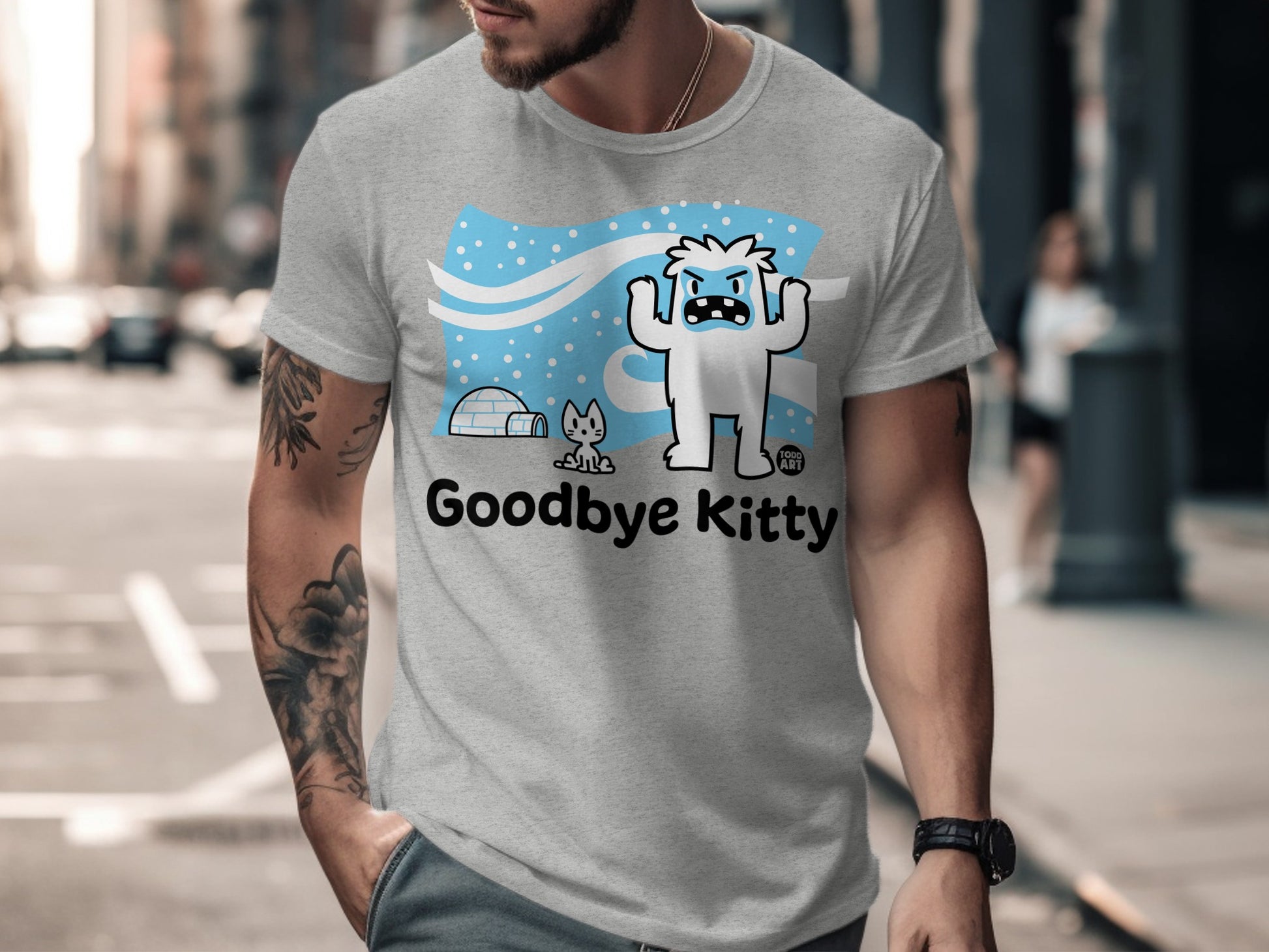 Goodbye Kitty Yeti Fun Graphic T-shirt