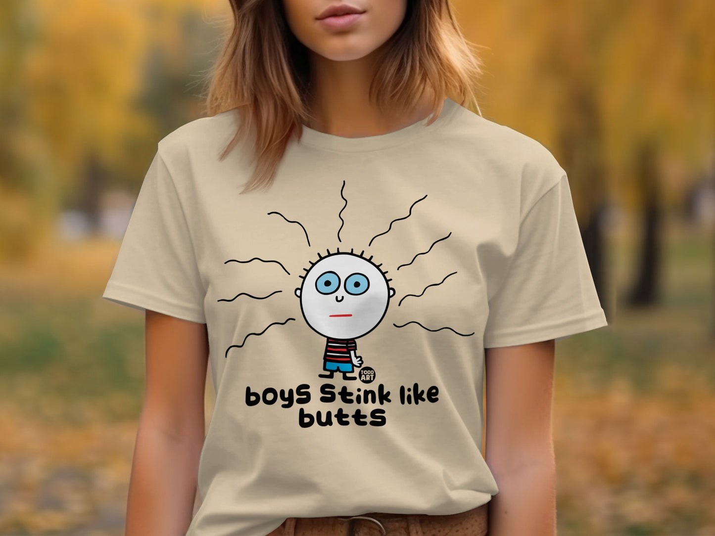 Boys Stink Like Butts Funny Graphic T-Shirt