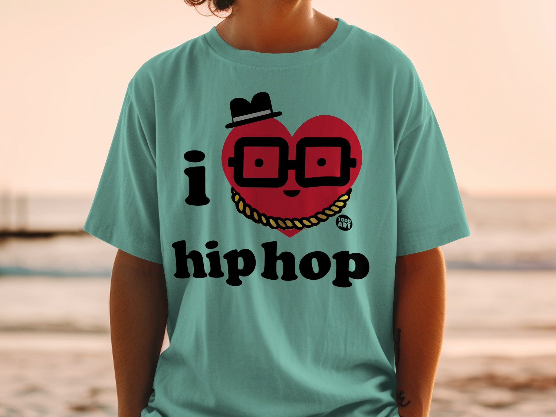 I Love Hip Hop Funny Heart Face Glasses T-shirt