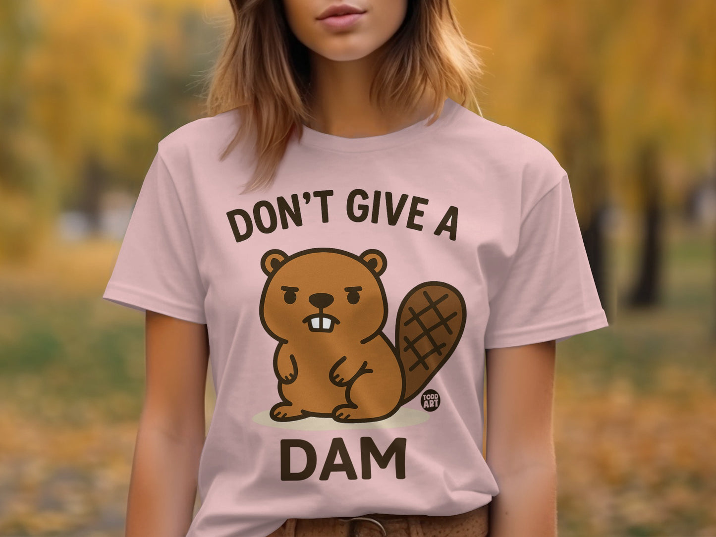 Funny Beaver Don't Give A Dam Graphic T-shirt
