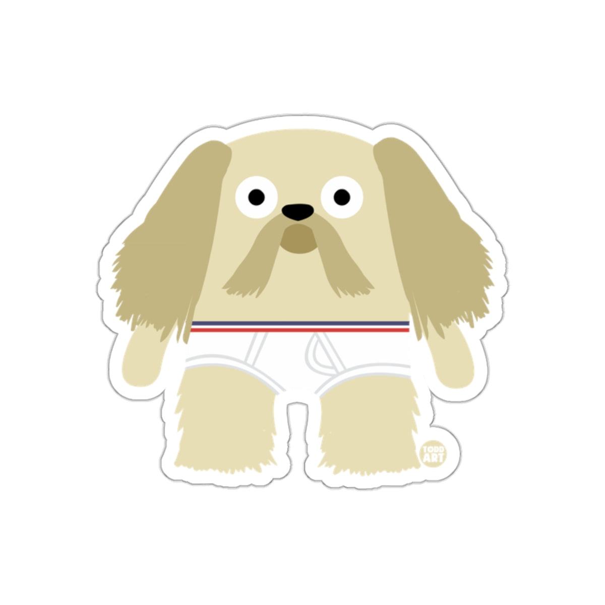 Funny Cartoon Dog in Shorts Sticker for Laptop