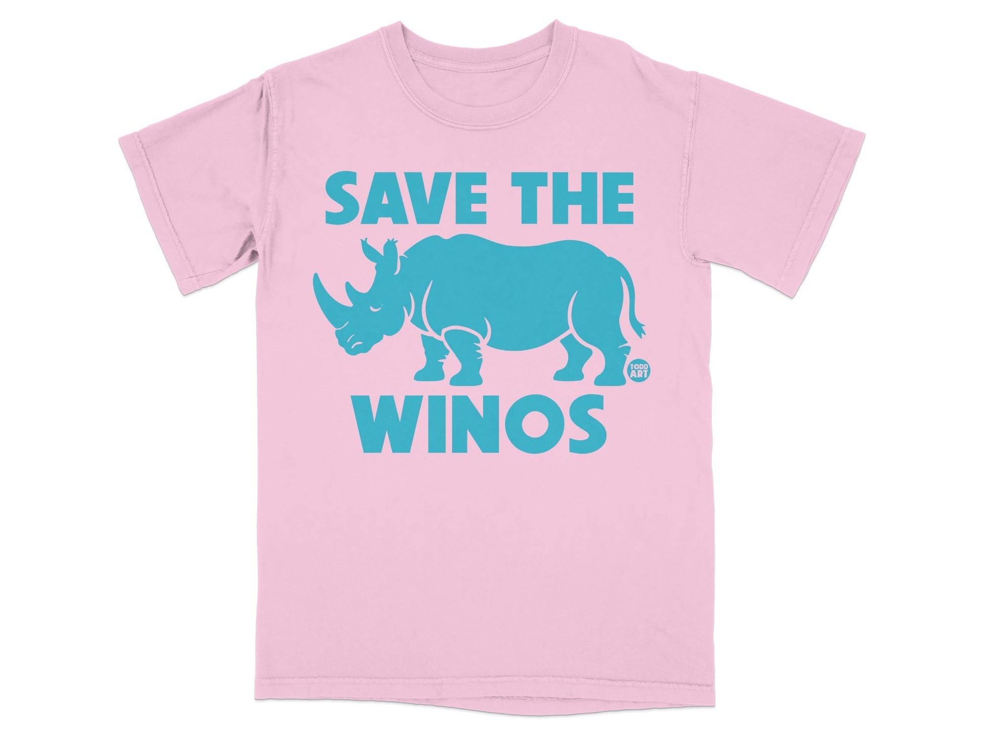 Save The Winos Rhino Print Pink T-shirt