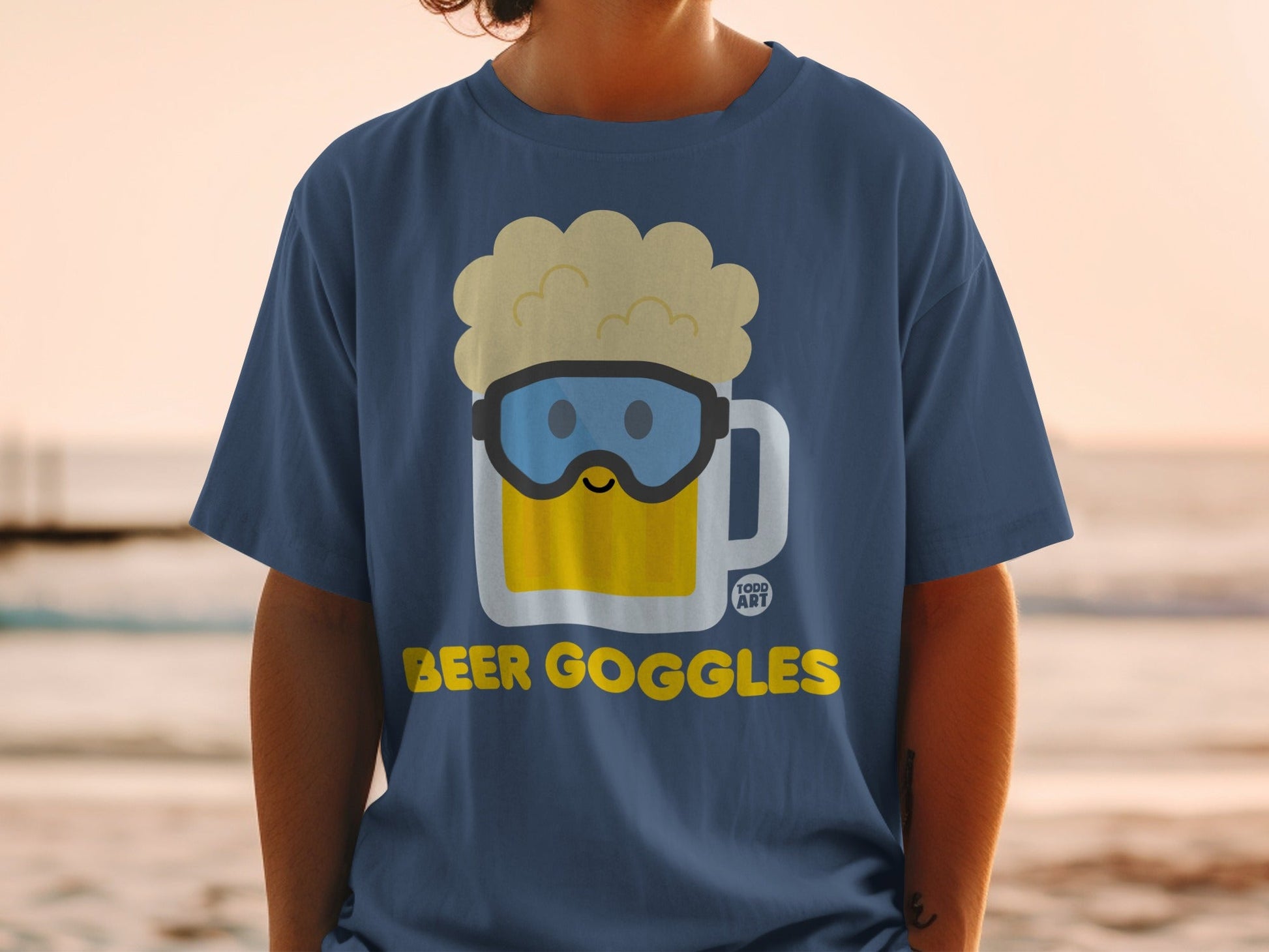 Fun Beer Goggles Graphic Short Sleeve Shirt for Casual Wear