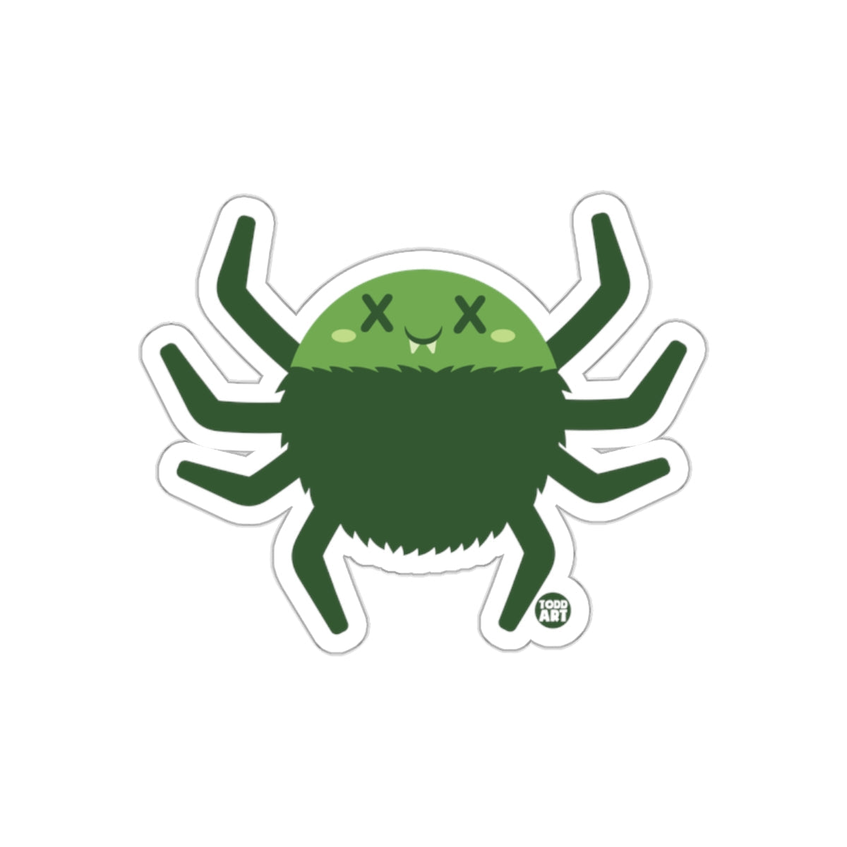 Cute Green Cartoon Spider Sticker for Kids and Adults