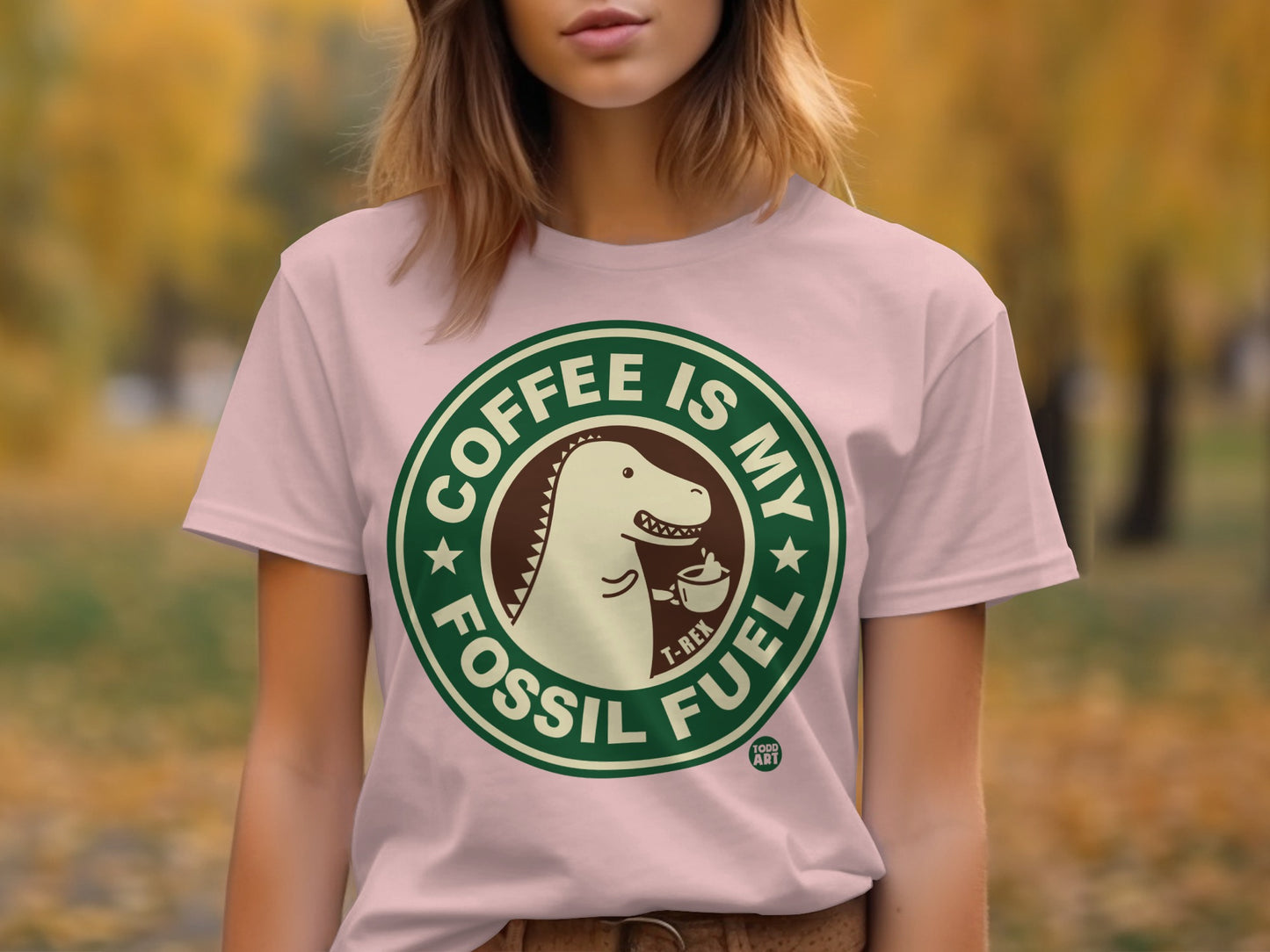 Coffee Is My Fossil Fuel T-Rex Graphic T-Shirt