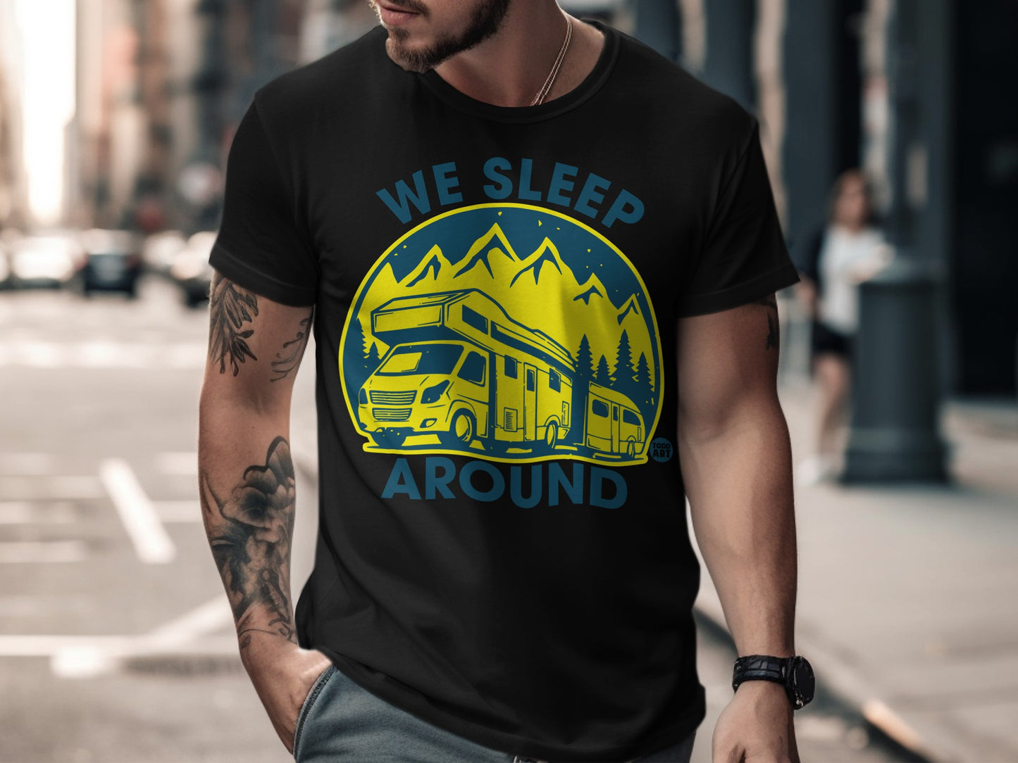 We Sleep Around RV Camper Graphic Funny Tee Shirt