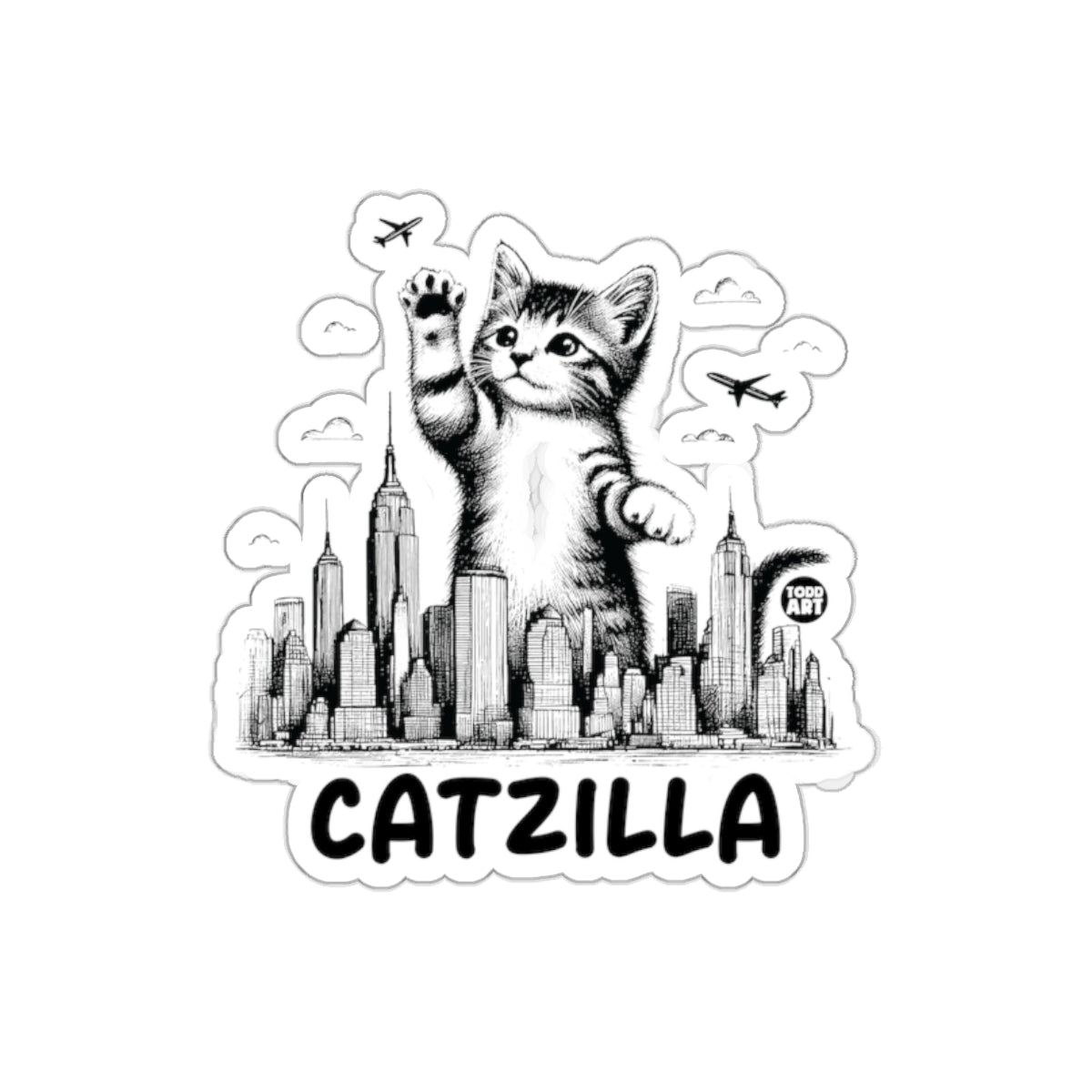 Catzilla Over New York City Todd Art Urban Monster sticker