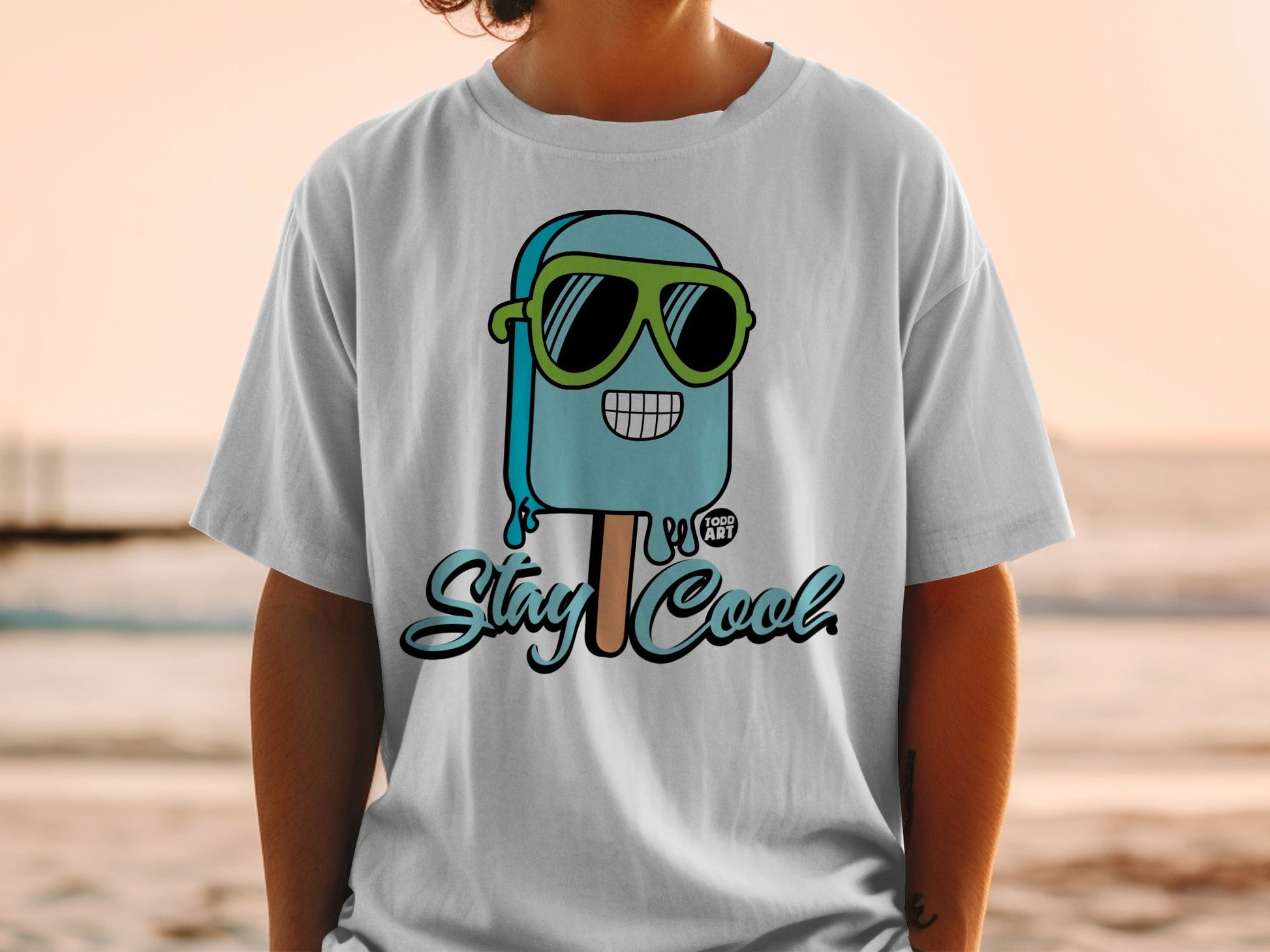 Stay Cool Ice Pop Cartoon Graphic T-shirt