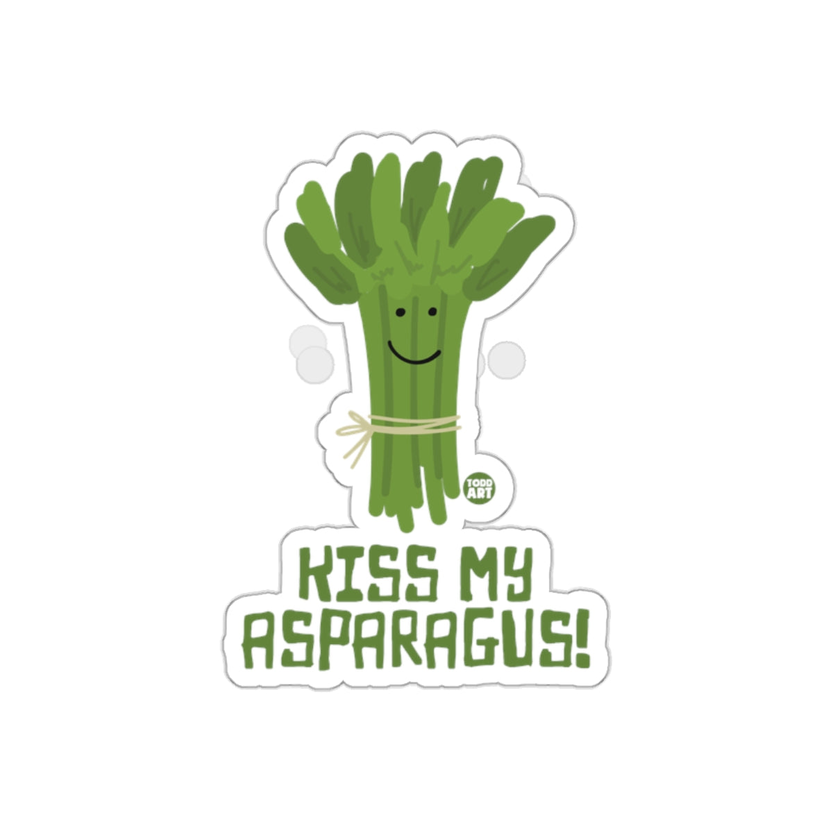 Kiss My Asparagus Funny Cartoon Sticker Design