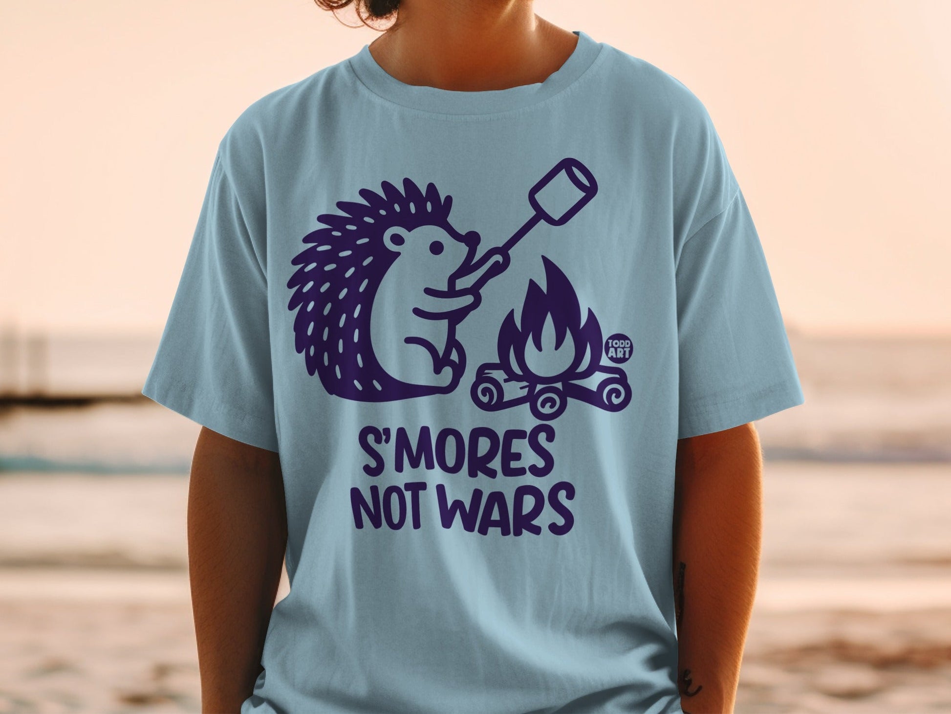 S'mores Not Wars Camping Hedgehog Graphic T-Shirt
