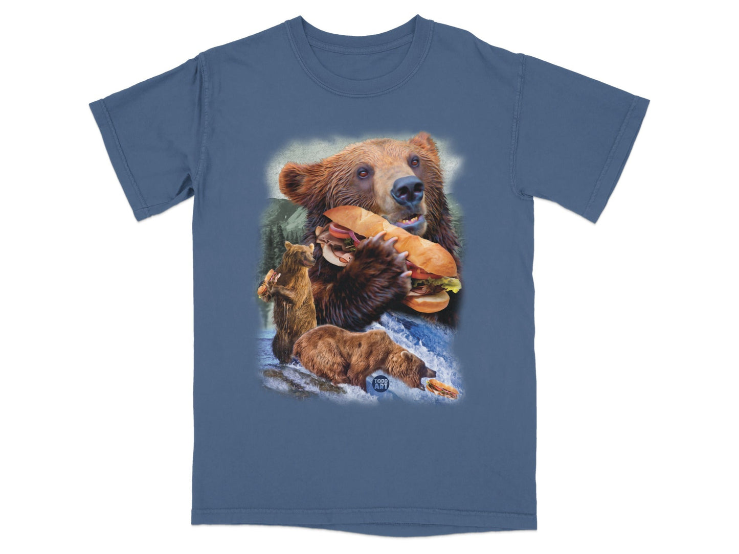Bear Eating Sandwich Graphic T-Shirt for Animal Lovers