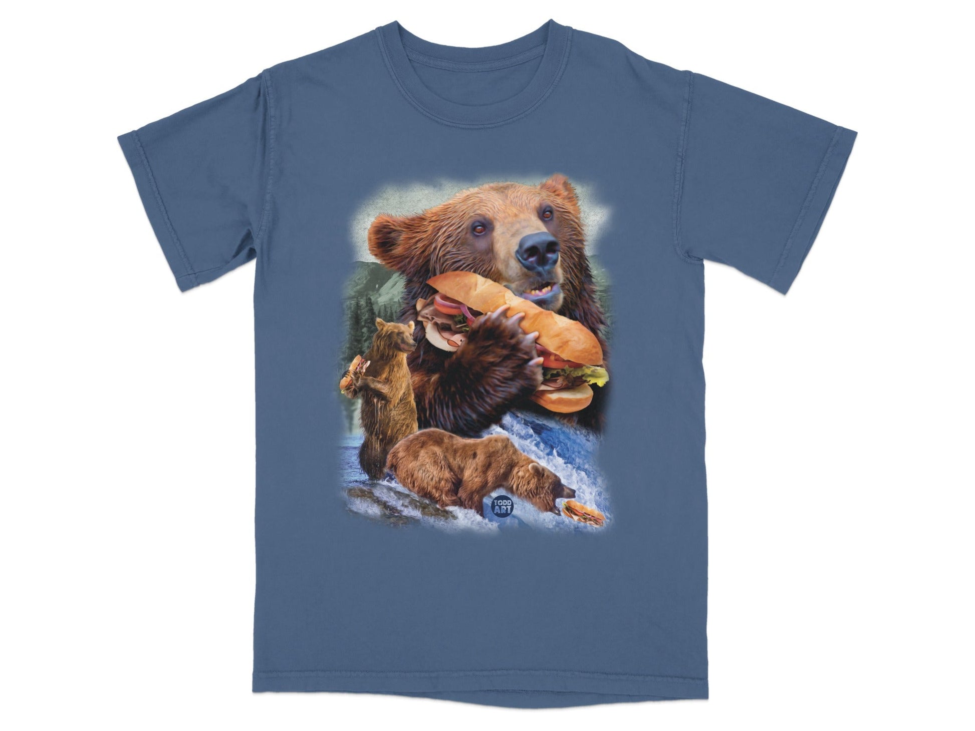 Bear Eating Sandwich Graphic T-Shirt for Animal Lovers