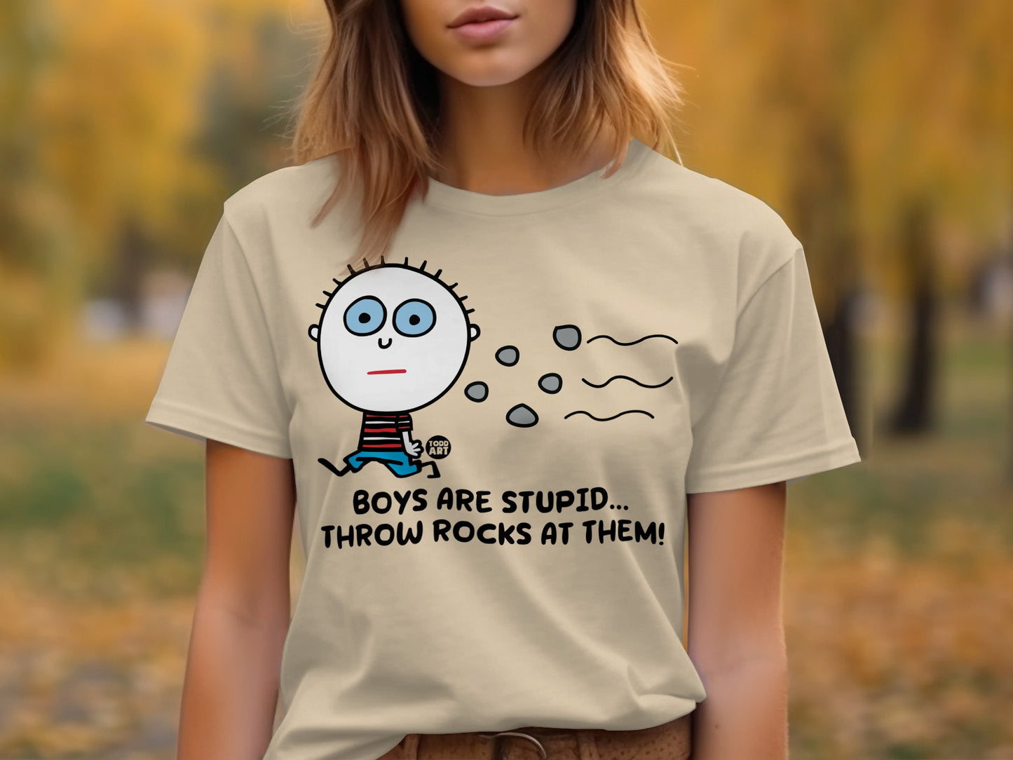 Boys Are Stupid Throw Rocks At Them Funny T-shirt