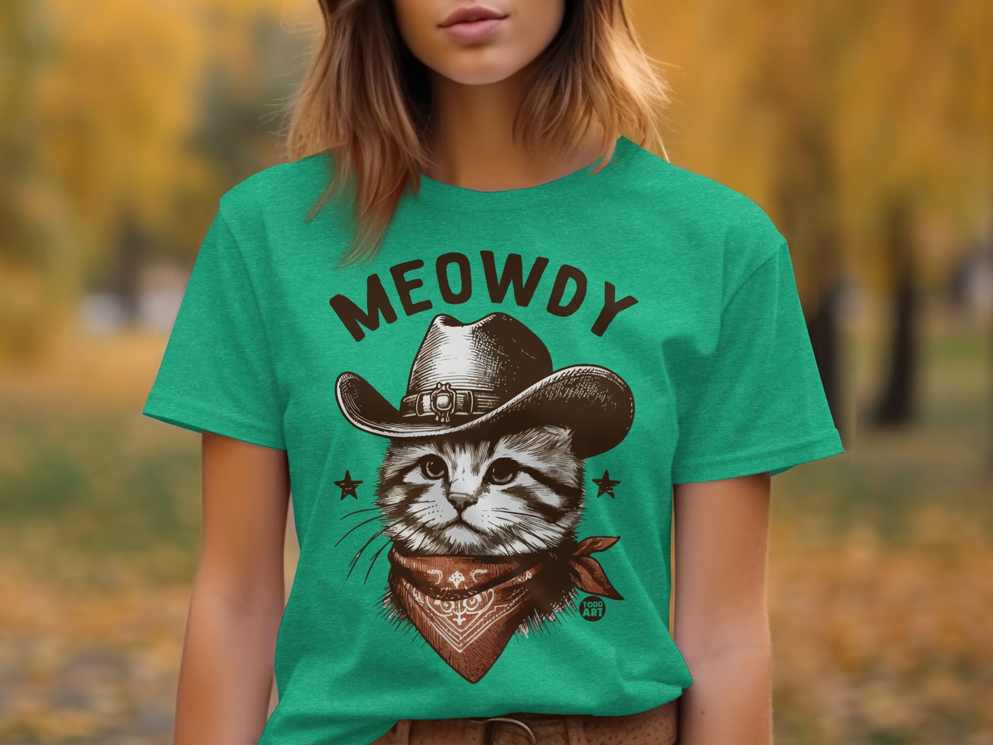 Meowdy Cat Cowboy Graphic Tee Shirt for All Cat Lovers