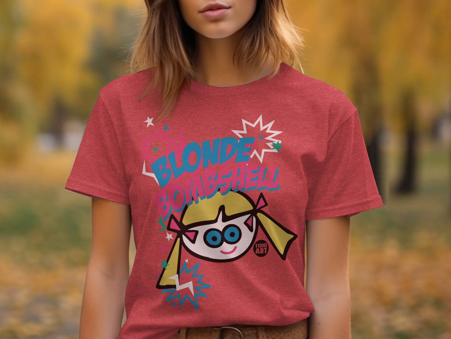 Blonde Bombshell Graphic Tee Fun Cartoon T-Shirt