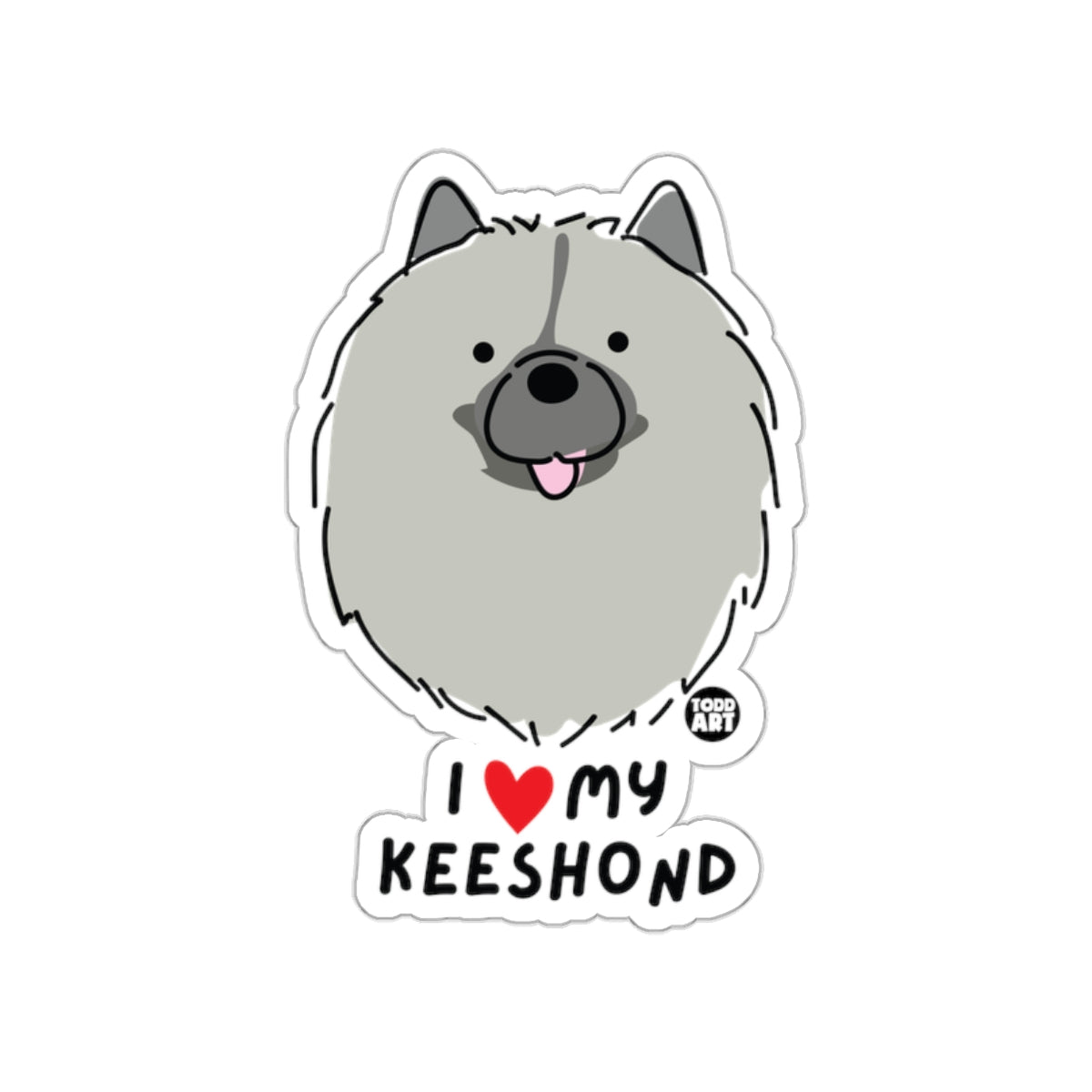 I Love My Keeshond Cute Dog Illustration Sticker