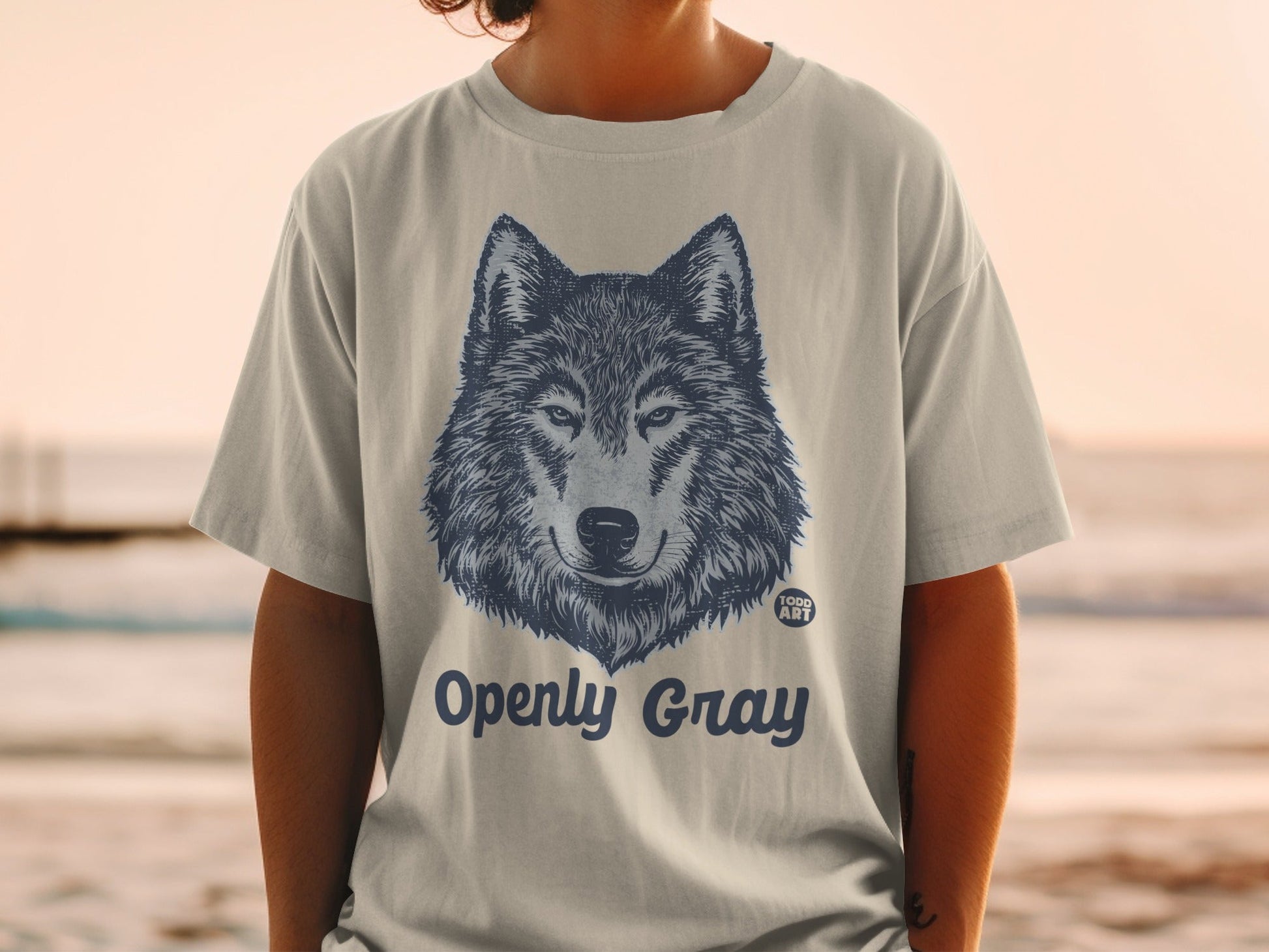 Openly Gray Wolf Graphic Short Sleeve T-Shirt