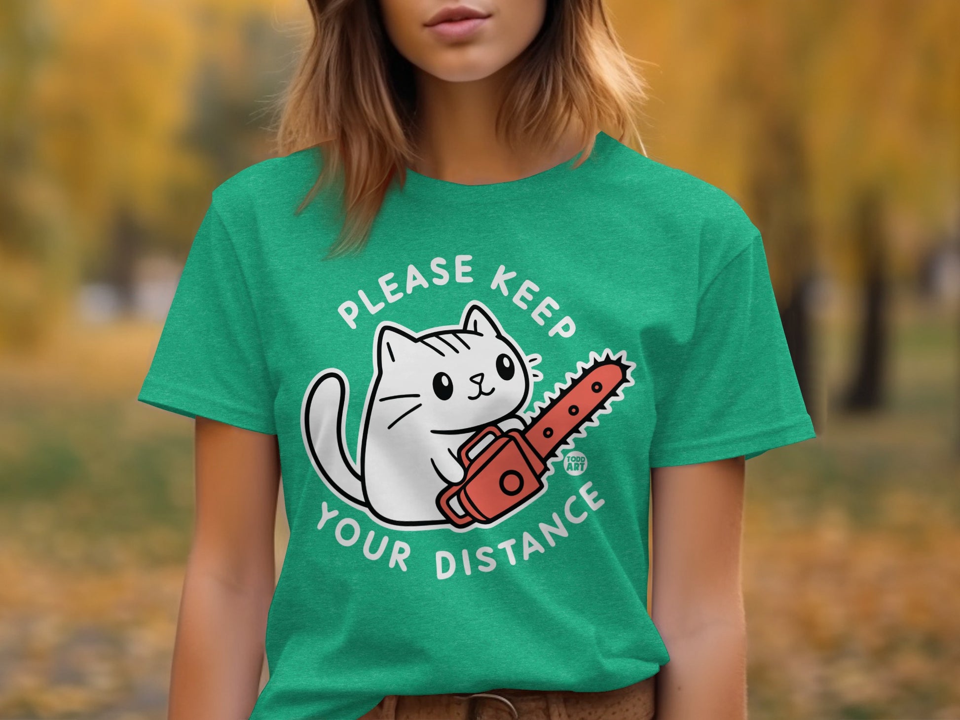 Cute Cat Please Keep Your Distance Humor T-Shirt