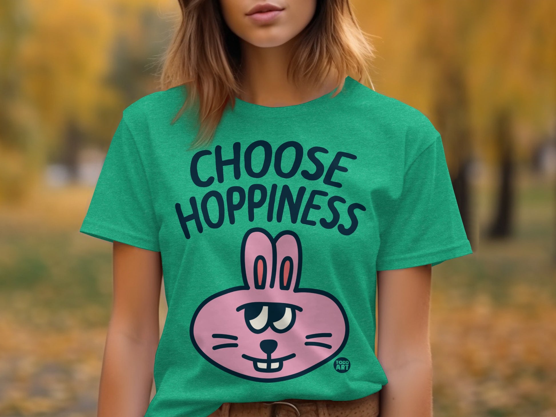 Choose Hoppiness Cute Bunny Graphic Tee Shirt