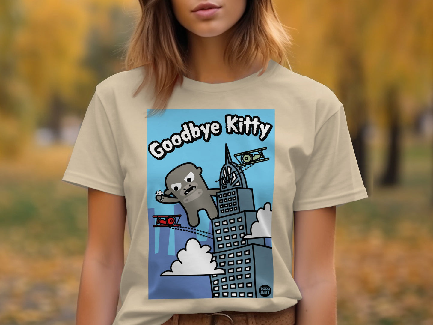 Goodbye Kitty Graphic Tee Exciting Cartoon Design Shirt